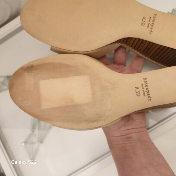 Kate Spade Meena Canvas Wedge Sandal in Warm Stone. NIB. Size 8.5 - Picture 9 of 11